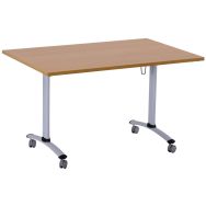 Table pliante à roulettes rectangulaire Axe 160x80 cm Hêtre/alu