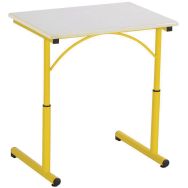Table réglable Atlas II, plateau 70x50 beige, chants surmoulés, piétement jaune