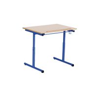 Table réglable Atlas pour handicapé plateau fixe 70 x 50 cm, piètement bleu