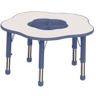 Table réglable Clémence Fleur + bac Ø 90 cm Bleu/blanc