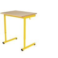 Table réglable Récré - plateau 70 x 50 cm - chants alaisés - Piétement jaune