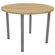 Table réunion 4 pieds métal Ø 100 cm Chêne vieilli / Alu