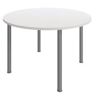 Table réunion 4 pieds métal Ø 120 cm Blanc / Alu