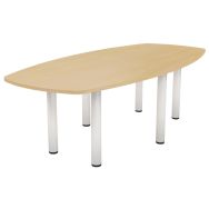 Table réunion Elga pied tube 240 x 113 cm Plateau Mélaminé Hêtre/blanc