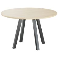 Table réunion Evan Ø 120 cm pied noir plateau chêne clair