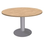 Table réunion Lounge pied central Ø 120 cm chêne clair/alu