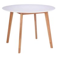 Table réunion Monna Ø 100 cm Blanc pied naturel