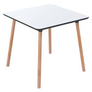 Table réunion Palas 80X80 cm pied hêtre plateau Blanc