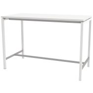 Table réunion haute Creo 160x80 cm pied 9016 blanc plateau blanc