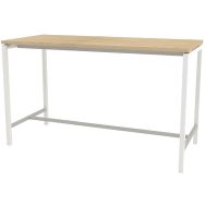 Table réunion haute Creo 180x80 cm pied 9016 blanc plateau chêne