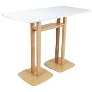 Table réunion haute Woody 6 personnes plateau Blanc