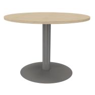 Table réunion pied central métal Ø 120 cm Chêne fil / Alu