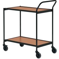 Table roulante noire - 2 plateaux 1000x420mm chene - 150 kg