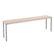 Table scolaire Basic 220 x 40 cm plateau hêtre, piètement gris alu