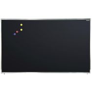 Tableau simple émaillé noir cadre alu strié naturel - 1,20 x 2 m
