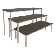 Tables bancs gigognes piètement époxy gris plateau couleur - Vanerum