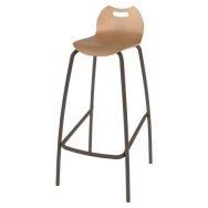 Tabouret 4 pieds hauteur 80 cm coque Bandana bois naturel - Mobidecor