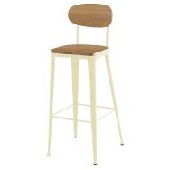Tabouret Austin assise dossier pin - piètement acier - Jayso