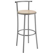 Tabouret DECO hauteur 80 cm avec dossier - hêtre naturel/gris argent