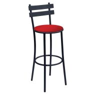 Tabouret Grand Square H.80cm assise rouge basque/carbone