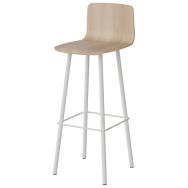 Tabouret Malibu coque acacia lakeland 1277 piètement acier blanc 9016