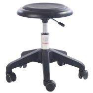 Tabouret enseignant en maternelle assise noire pied plastique noir roulettes