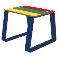 Tabouret NINOU 45 cm assise lames HPL multicolore / métal bleu 5017