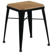 Tabouret Roma 4 pieds assise pin piètement acier - Jayso