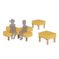 Tabouret Smartipouf assise en croix rembourrée 135x135x35h jaune G1002