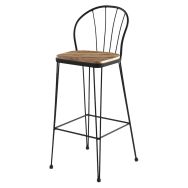 Tabouret Tudela assise pin - structure acier - Jayso