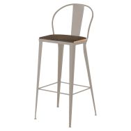 Tabouret Turia assise pin - dossier piètement acier - Jayso