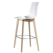 Tabouret Zebra hauteur 78 cm blanc brillant - hêtre naturel