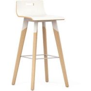 Tabouret blanc avec pieds en bois hêtre naturel