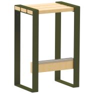 Tabouret haut Forézien robinier/acier - Tolerie Forezienne