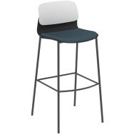 Tabouret haut Klik dos polypro anthracite assise tissu non feu - Sokoa