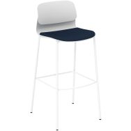 Tabouret haut Klik dossier polypro blanc assise tissu non feu - Sokoa
