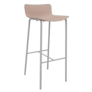 Tabouret haut Popp coque rose poudré - piètement gris