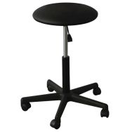 Tabouret réglable 5 roulettes pieds plastique - noir (H assise 3.5 cm)