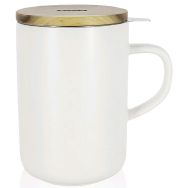 Tisanière 475ml blanc avec couvercle bois