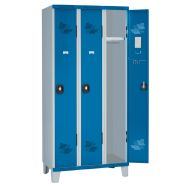 Vest mono s/p IP 3col L900x H1915xP500 serrure à clé gris/bleu
