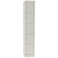Vestiaire 5 cases, 1 colonne largeur 300 mm, moraillon, portes gris clair