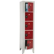 Vestiaire Actu 1 colonne 5 cases superposées serrure moraillon, lilas RAL 4005