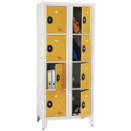 Vestiaire Actu 2 colonnes 4 cases superposées serrure moraillon, bleu RAL 5023