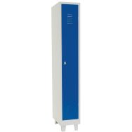 Vestiaire indust. propre 1 colonne s/pieds L 31,5 cm-serrure moraillon gris/bleu