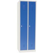 Vestiaire industrie propre 2 colonnes s/socle L 60 cm-serrure à moraillon bleu