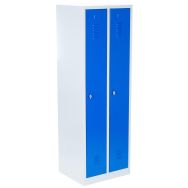 Vestiaire industrie propre 2 colonnes s/socle L 60 cm - serrure à clé gris/bleu