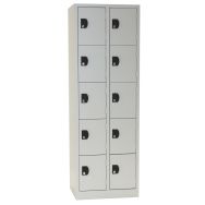 Vestiaire monobloc Modulo 10 cases 2 colonnes de 300 mm, portes gris clair