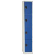 Vestiaire monobloc Modulo 4 cases 1 colonne de 300 mm, portes bleues