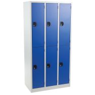 Vestiaire monobloc Modulo 6 cases 3 colonnes de 300 mm, portes bleues