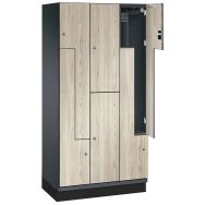 Vestiaire porte L bois - 6 cases 300 - 400 mm - Sur socle - CP